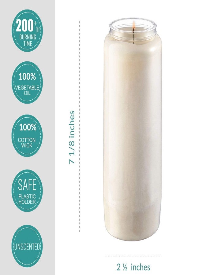 Tribello 9 Day Candles, 3 Pack - 7' White Pillar Candles for Memorial, Prayer, Party Decor, and Emergency Use - Unscented, Slow Burning 100% Vegetable Wax in Plastic Jar - Image 3
