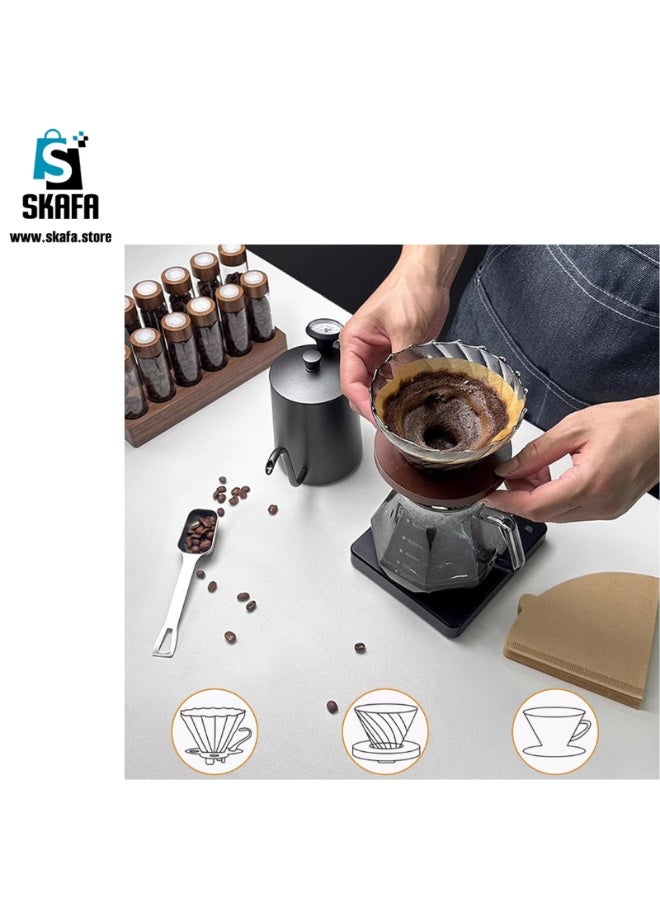 SKAFA Coffee Filters 200 Pcs  | V60 Cone Paper Filter |  Natural Disposable Coffee Filters | Compatible with V60 Dripper and No.1/2 Size Pour Over fit to all drippers. (Brown, 2-4 Cups) - Image 3