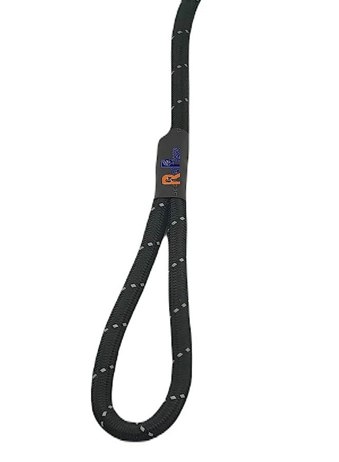 حبل عاكس متين غير سام من النايلون مقاس 12 مم مع خطاف ثقيل مثالي للمشي في الهواء الطلق للكلاب الصغيرة والمتوسطة والجراء (أسود) - Image 2