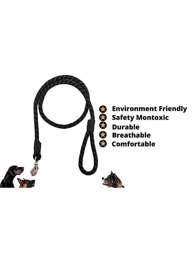 حبل عاكس متين غير سام من النايلون مقاس 12 مم مع خطاف ثقيل مثالي للمشي في الهواء الطلق للكلاب الصغيرة والمتوسطة والجراء (أسود) - Image 3
