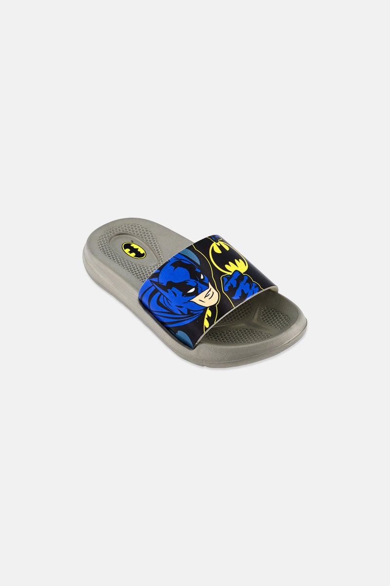 DC Kids Boy Batman Slip On Slides, Grey - Image 1