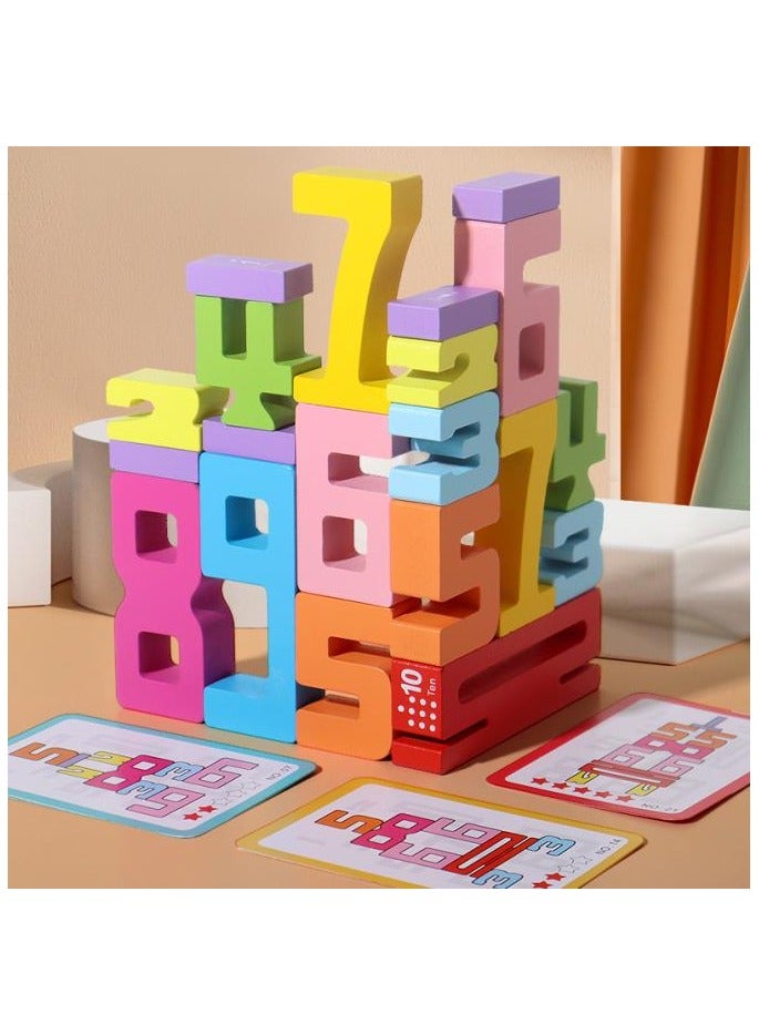 Wooden Number Building Blocks, Large Digit Blocks 1-10, 20 Pcs Math Blocks Number Toys for Kids, Educational Blocks for Toddlers, Toys to Learn Numbers for 3 Year Olds +  - Image 1