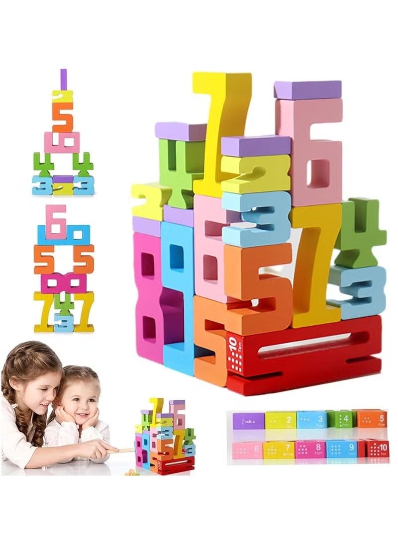 Wooden Number Building Blocks, Large Digit Blocks 1-10, 20 Pcs Math Blocks Number Toys for Kids, Educational Blocks for Toddlers, Toys to Learn Numbers for 3 Year Olds +  - Image 4