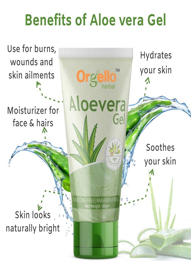 Orgello Herbal Aloe Vera gel for Face and Hair (3 x 60 gm) Pack of 3 I aloe vera massage gel for face I aloe vera gel for hair I aloe vera gel 180g I Paraben & Sulphate Free - Image 3