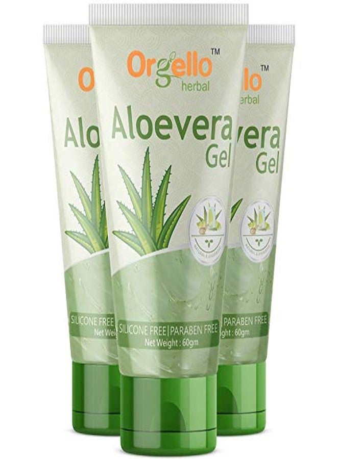 Orgello Herbal Aloe Vera gel for Face and Hair (3 x 60 gm) Pack of 3 I aloe vera massage gel for face I aloe vera gel for hair I aloe vera gel 180g I Paraben & Sulphate Free - Image 1