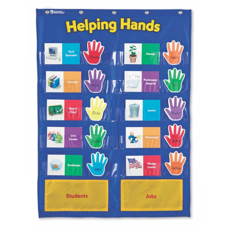Learning Resources Helping Hands Pocket Chart, 30 Card, Classroom Organization, Teacher Accessories,Teacher Supplies for Classroom,Back to School Supplies - Image 1