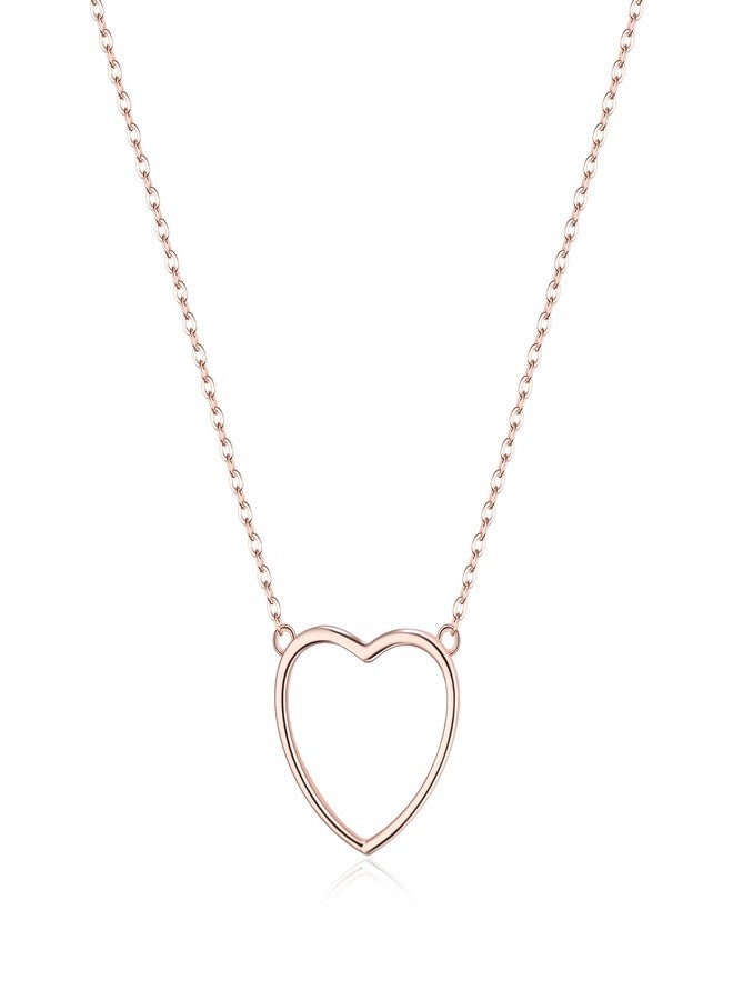FANZE 925 Sterling Sliver Faith Love Heart Choker Necklace for Women Hypoallergenic Dainty Rose Gold Jewelry Gift for Chrismas Valentines Mothers Day - Image 1