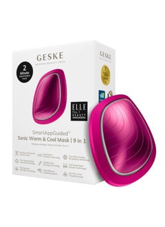 GESKE SmartAppGuided Sonic Warm & Cool Mask | 9 in 1 | Beauty LED Face Mask | Facial Glow | Full Spectrum LED Light | Best Face Massager | Vibrating Mask | Warm and Cold Skincare - Magenta  - Image 5