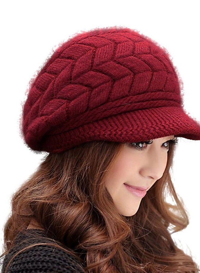 HINDAWI Winter Hat Gloves for Women Knit Warm Snow Ski Outdoor Caps Touch Screen Mittens Burgundy - Image 2