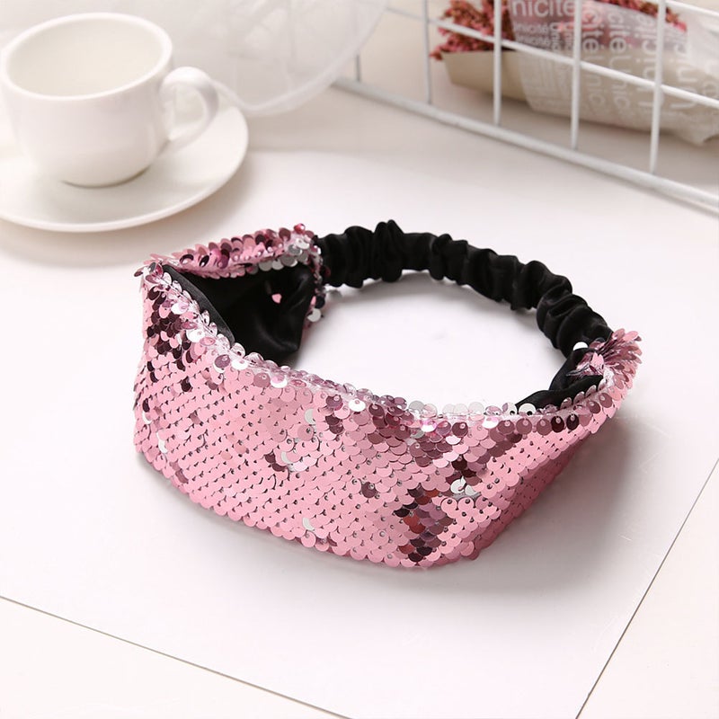 3PCS Sequins Hair Bands Stylish Headwear Fashion Headdress Hair Accessories Party Favors for Women Female Girls (Rosy, , Green) - Image 2