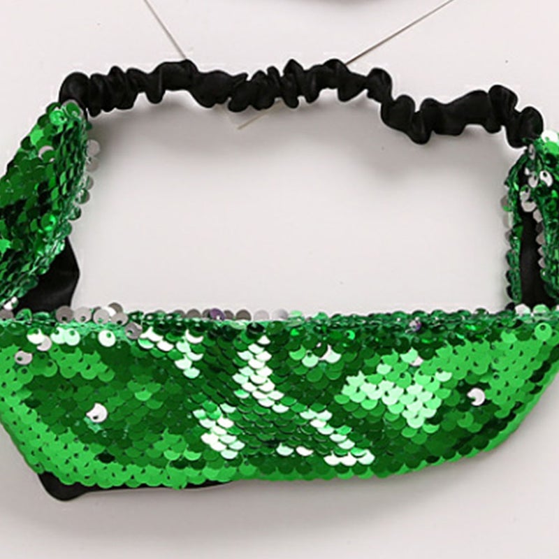 3PCS Sequins Hair Bands Stylish Headwear Fashion Headdress Hair Accessories Party Favors for Women Female Girls (Rosy, , Green) - Image 5