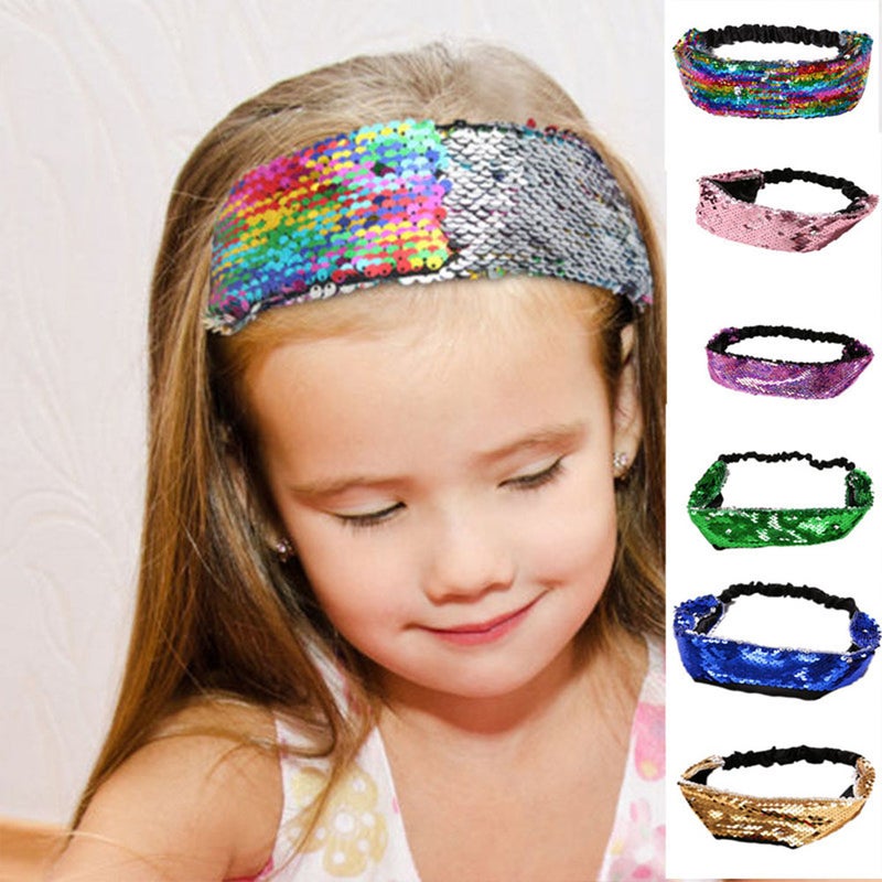 3PCS Sequins Hair Bands Stylish Headwear Fashion Headdress Hair Accessories Party Favors for Women Female Girls (Rosy, , Green) - Image 1