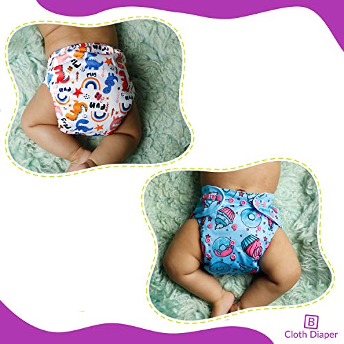 Bembika Baby Pocket Cloth Diapers with Inserts, Reusable Cloth Diapers Washable Fitted Diapers One Size Adjustable Reusable for Baby Girls and Boys (2 Combo) (2 Dry Feel Inserts Included)2TI - Image 4