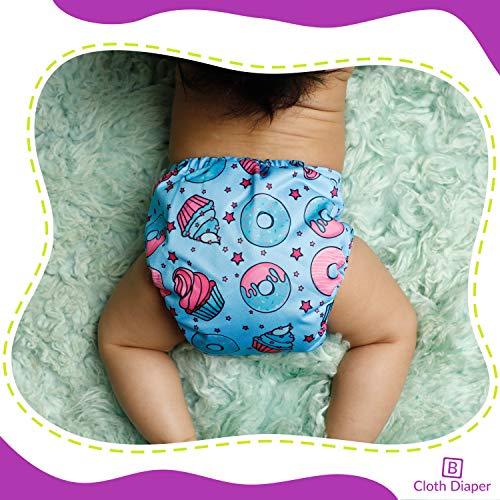Bembika Baby Pocket Cloth Diapers with Inserts, Reusable Cloth Diapers Washable Fitted Diapers One Size Adjustable Reusable for Baby Girls and Boys (2 Combo) (2 Dry Feel Inserts Included)2TI - Image 3