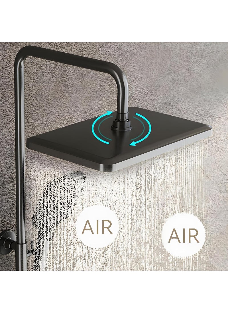 inart InArt Shower Panel Set 4 Functions Digital Temperature Display Thermostatic Hand Shower Overhead Shower Spout Health Faucet Black  - Image 4
