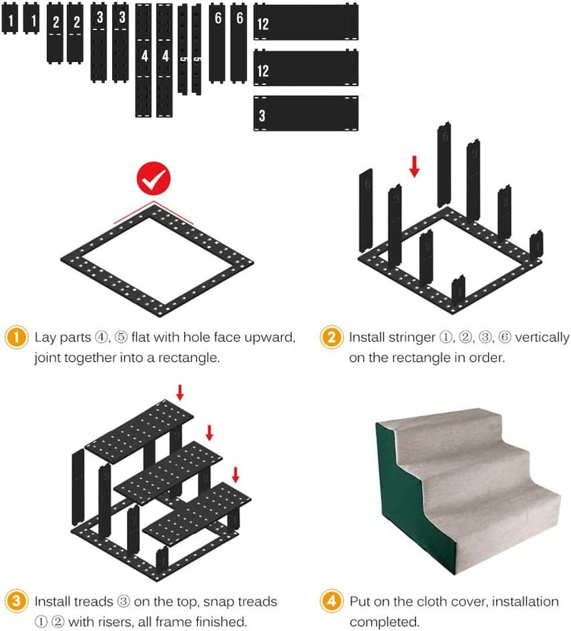 Detachable Dog Stairs 41x39x31cm Soft Slip - Proof Pet Steps Ramp for Small Medium Large Dogs and Cats - Easy Install, Removable Cover, Safe Climbing for Beds Couch - Image 5