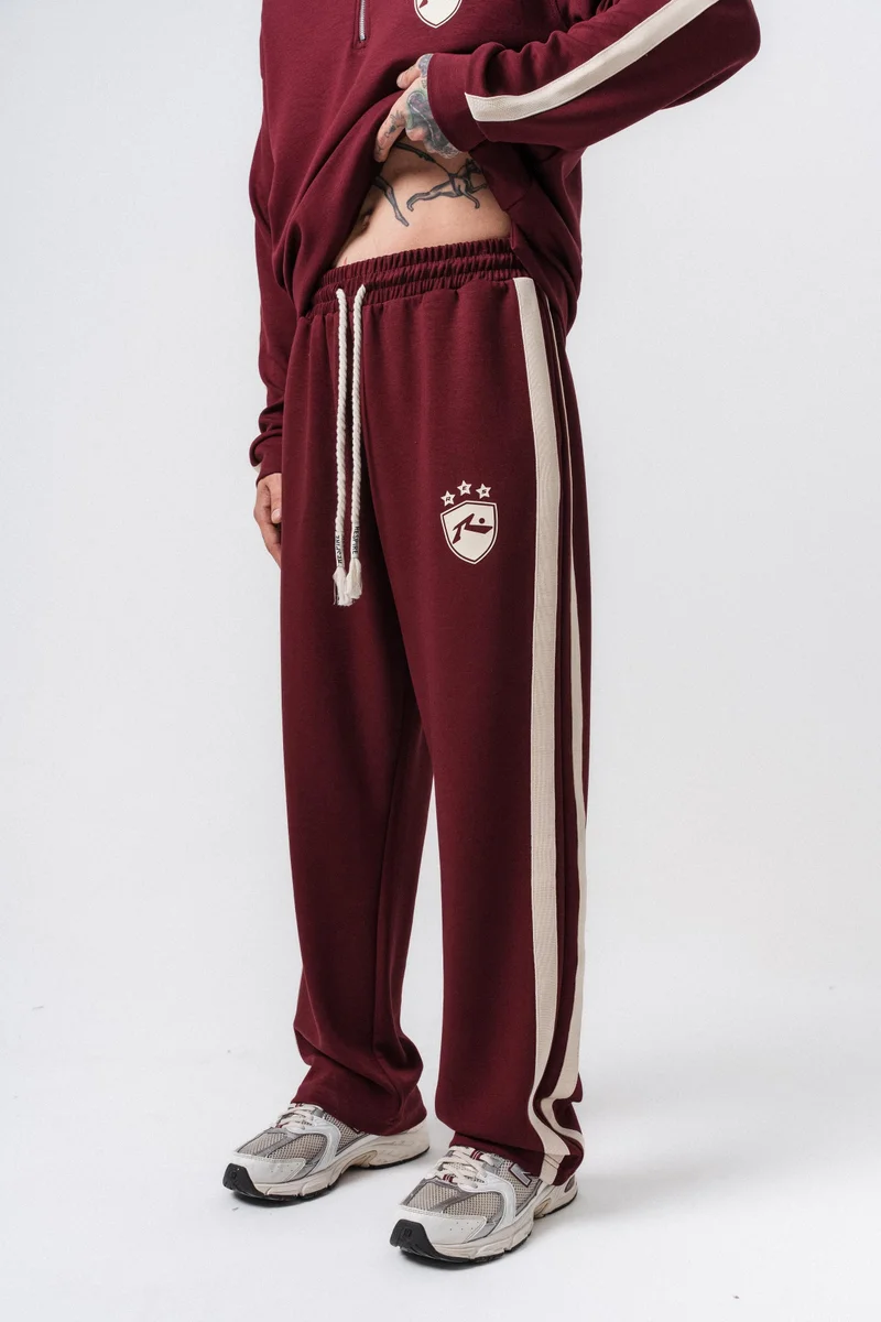 RESPIRE Men's Striped Modal Baggy Sweatpants Cherry (Vişne)