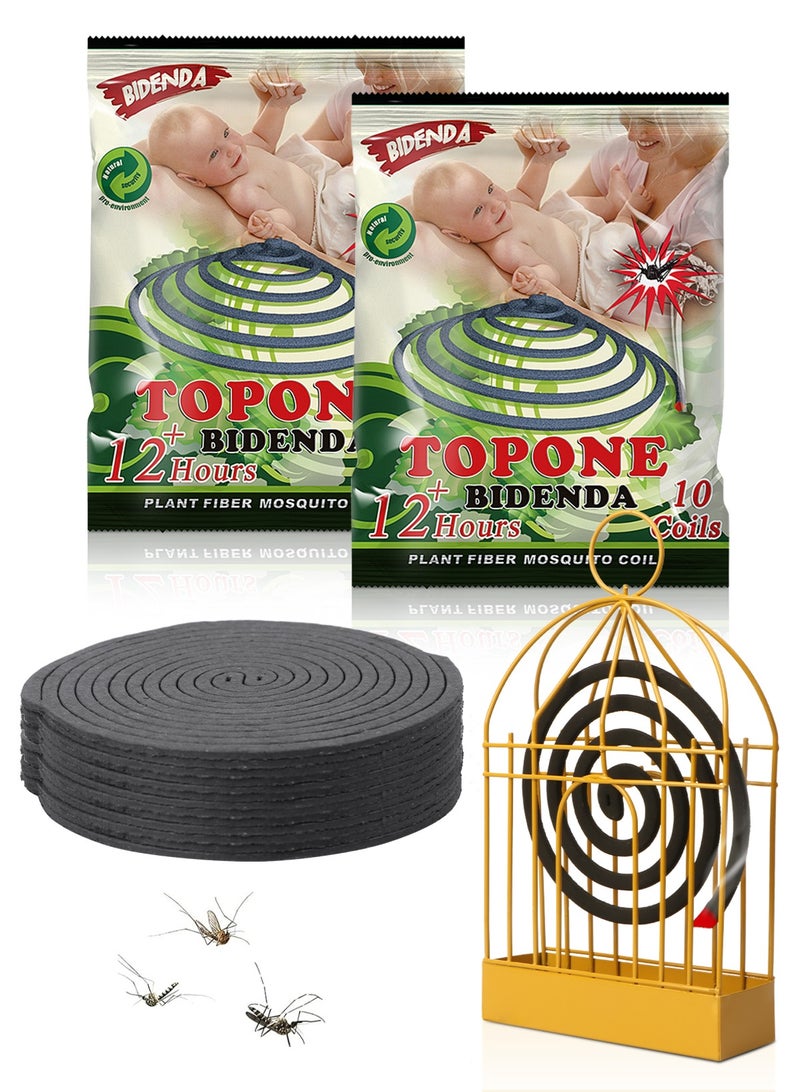 TOPONE 2Pack 20Coils Mosquito Coils with 1 Mosquito Coil Box Iron Holder Household Censer Repellent Incense Coil - Image 1
