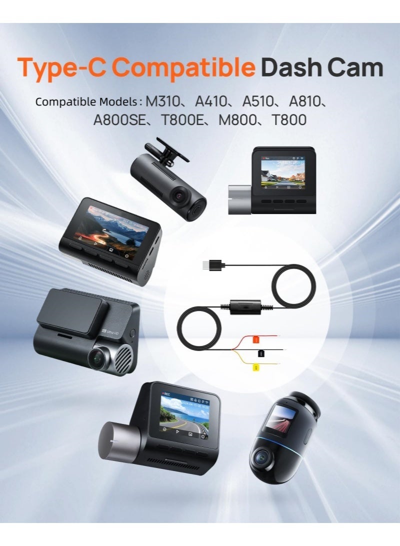 Dash Cam Hardwire Kit UP03 for M310, A410, A510, A810, A800SE, 4K Omni, T800, T800E, Type-C Hard Wire Kit with Low Voltage Protection, 24 Hour Parking Surveillance, 10ft 12V-30V to 5V/2.4A - Image 4