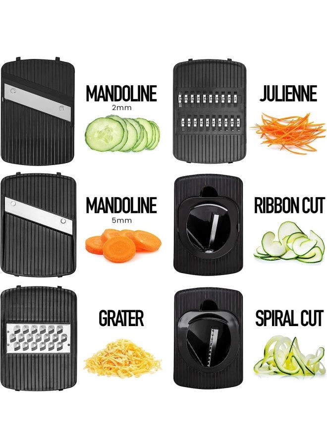 Fullstar Mandoline Slicer for Kitchen Fruit Cutter Cheese Grater Cucumber Slicer Veggie Spiralizer Food Cutter  Kitchen Gadgets with Safety Glove 6 in 1 White