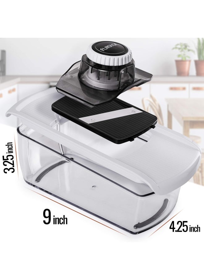 Fullstar Mandoline Slicer for Kitchen Fruit Cutter Cheese Grater Cucumber Slicer Veggie Spiralizer Food Cutter  Kitchen Gadgets with Safety Glove 6 in 1 White