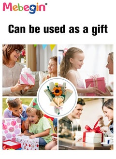 MEBEGIN DIY Flower Bouquet Kit with Rich Accessaries, Sunflower Blossoms Bouquet Making Kit with 10 Flower Poles in 5 Colors, Chenille Stems Flower Craft Supplies, Fuzzy Sticks Crafting Materials, Arts and Crafts for DIY, Ideal Gift for Friends and Families  - Image 4