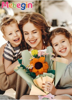 MEBEGIN DIY Flower Bouquet Kit with Rich Accessaries, Sunflower Blossoms Bouquet Making Kit with 10 Flower Poles in 5 Colors, Chenille Stems Flower Craft Supplies, Fuzzy Sticks Crafting Materials, Arts and Crafts for DIY, Ideal Gift for Friends and Families  - Image 2