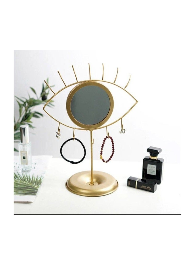 Decorative Eye-Shaped Makeup Mirror with Jewelry Organizer Stand - Image 3