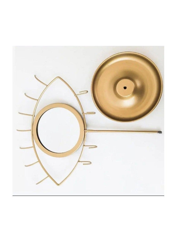 Decorative Eye-Shaped Makeup Mirror with Jewelry Organizer Stand - Image 4