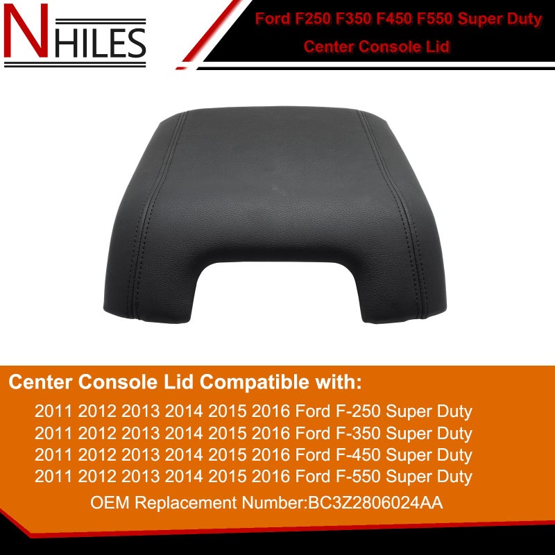 NHILES Black Center Console Lid Kit Replacement Compatible with F-250 Super Duty F-350 Super Duty F-450 Super Duty F-550 Super Duty 2011 2012 2013 2014 2015 2016 Replaces# BC3Z2806024AA - Image 2