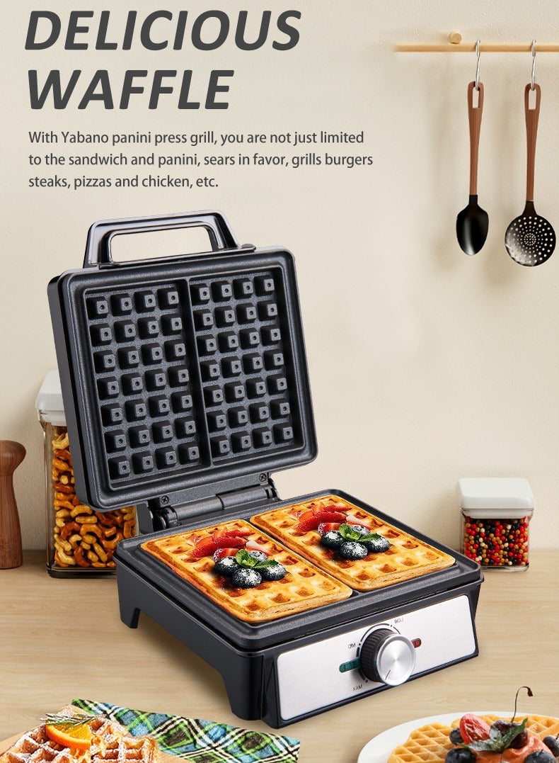 سوكاني ومصنع وافل، وخبز الإفطار، وآلة شطائر، وهو جهاز قادر على ضبط درجة الحرارة -شواية بانانيني، وطلاء غير لاصق، وشواء إفطار واحد - Image 3