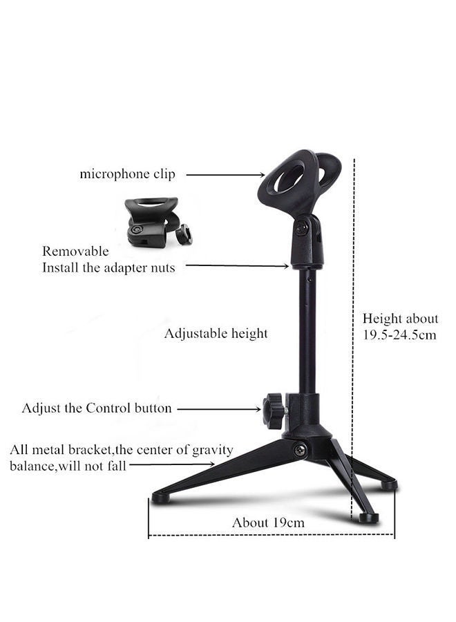 NIBEMINENT Professional Adjustable Desktop Handheld Table Tripod Microphone Mic Stand Holder with Clip Mount Shock  - Image 4