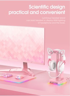 onikuma ONIKUMA Gaming Headphone Stand With White RGB Lighting USB port  - Image 5