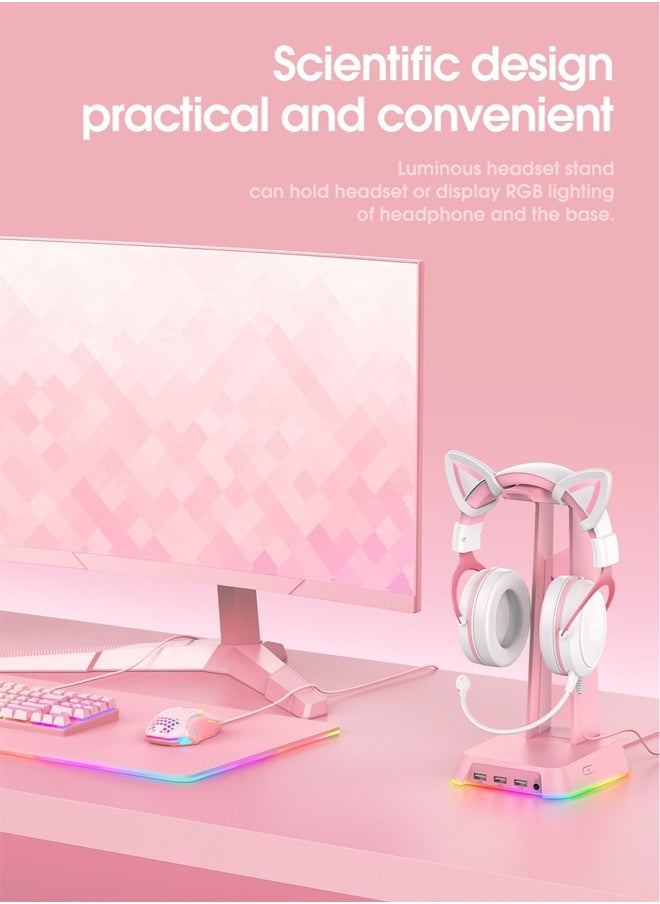 onikuma ONIKUMA Gaming Headphone Stand With White RGB Lighting USB port  - Image 5