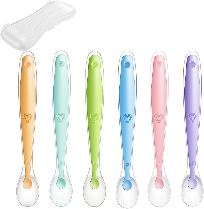 Baby Silicone Soft Spoons| Training Feeding for Kids Toddlers Children and Infants| BPA Free 6 Pack| Baby Led Weaning Spoon| Gum-Friendly First Stage