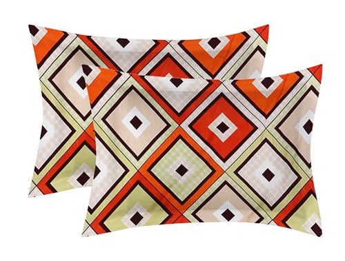 Dream Living Dream Living 100% Microfiber Bedsheet for Double Bed with 2 Pillow Covers Breathable | Wrinkle Free and Super Soft Touch Flat Double Bedsheet Geometric Print- Orange Brown, 180 tc  - Image 3