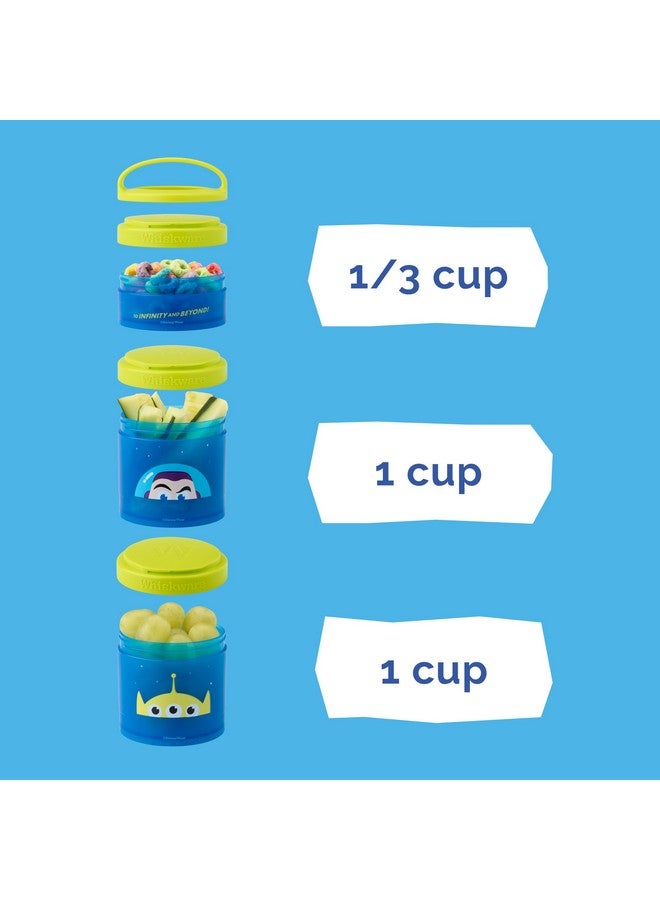 Whiskware Disney Pixar Stackable Polypropylene Snack Containers for Kids and Toddlers, 3 Stackable Snack Cups for School and Travel, Toy Story Buzz Lightyear - Image 4