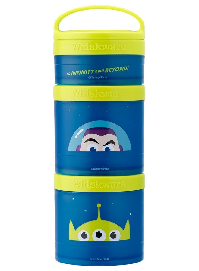 Whiskware Disney Pixar Stackable Polypropylene Snack Containers for Kids and Toddlers, 3 Stackable Snack Cups for School and Travel, Toy Story Buzz Lightyear - Image 1