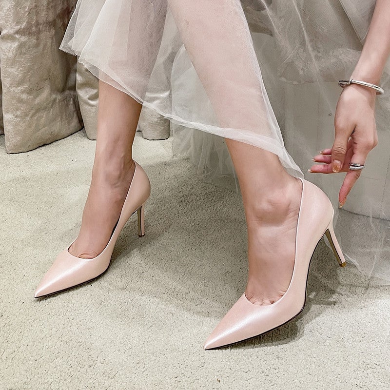 2026 New Style Bridesmaid Pointed Toe Shoes Stiletto Evening High Heels White Satin Bridal Shoes Wedding Shoes - Image 3
