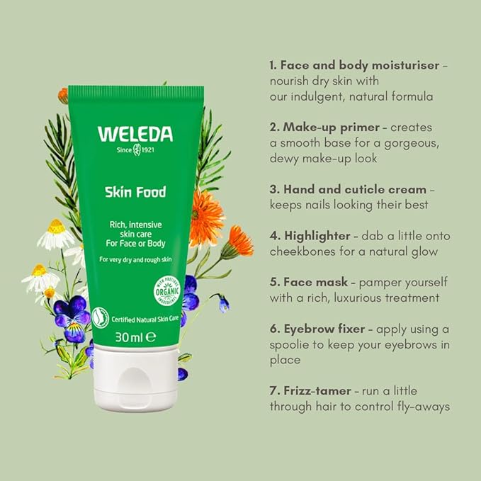 Weleda Skin Food Dry Skin Moisturiser Moisturising Cream Primer Face Body For Men Women Multiple Uses 100 Certified Natural Organic 75ml - Image 4