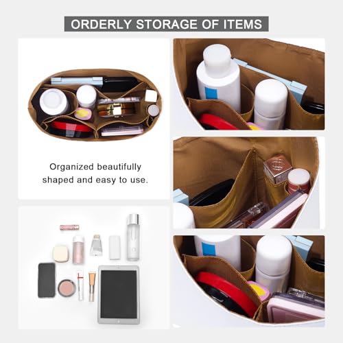 LOUKAYCCI Purse Organizer Insert for Coach brooklyn 28 Bag Insert Organizer DupontPaper Lightweight Purse Insert (White&EarthColor) - Image 5