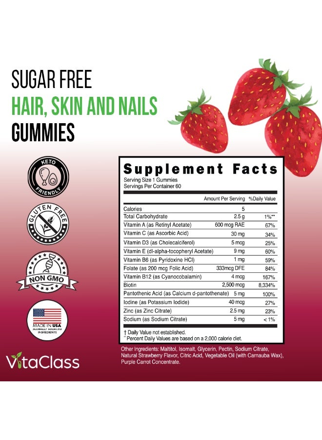 VitaClass - Sugar Free Hair, Skin & Nails Gummies For Adults - 60's - Image 4