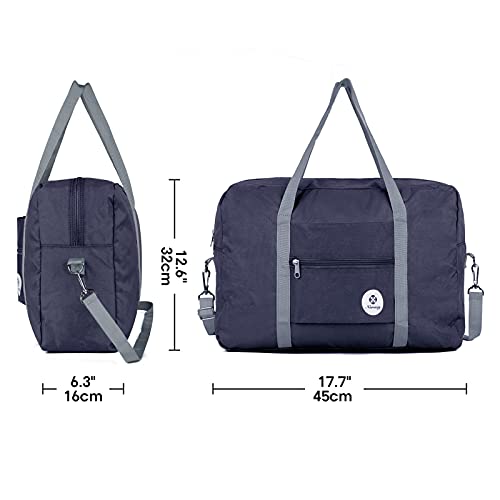 Narwey For Spirit Airlines Foldable Travel Duffel Bag Tote Carry on Luggage Sport Duffle Weekender Overnight for Women and Girls (3112 Dark Blue ( with Shoulder Strap)) - Image 5