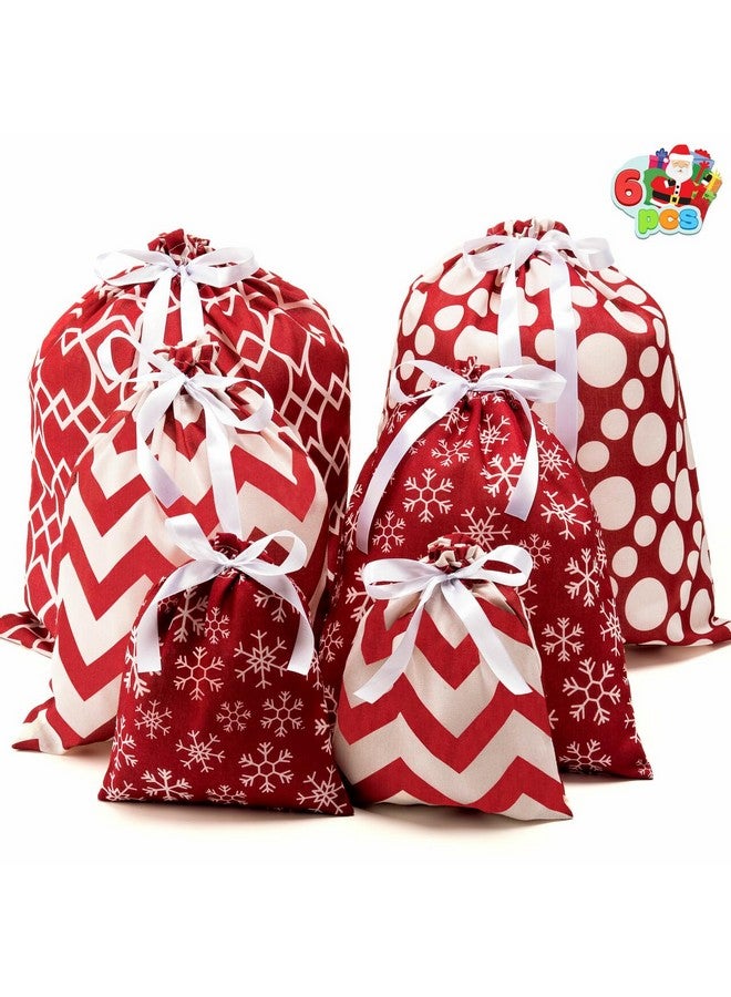 JOYIN 6 PCs Fabric Gift Bags Red Elegant Color with 3 Sizes for Each Season, holiday present Giving, Holiday Presents Décor, Giant Gifts Decorations. - Image 1