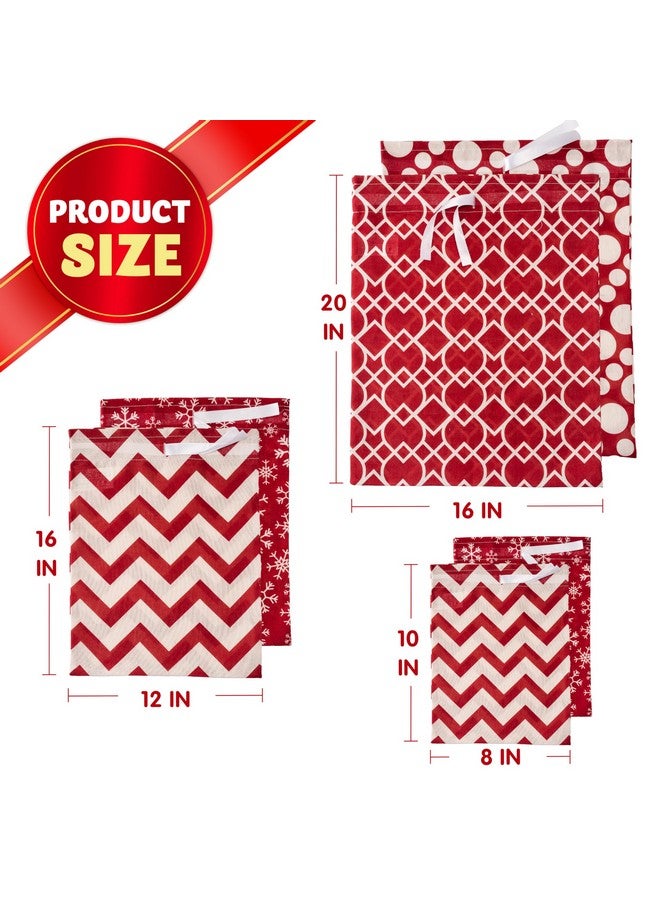 JOYIN 6 PCs Fabric Gift Bags Red Elegant Color with 3 Sizes for Each Season, holiday present Giving, Holiday Presents Décor, Giant Gifts Decorations. - Image 4