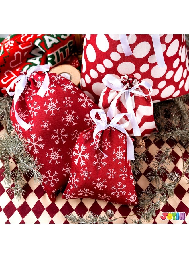 JOYIN 6 PCs Fabric Gift Bags Red Elegant Color with 3 Sizes for Each Season, holiday present Giving, Holiday Presents Décor, Giant Gifts Decorations. - Image 5