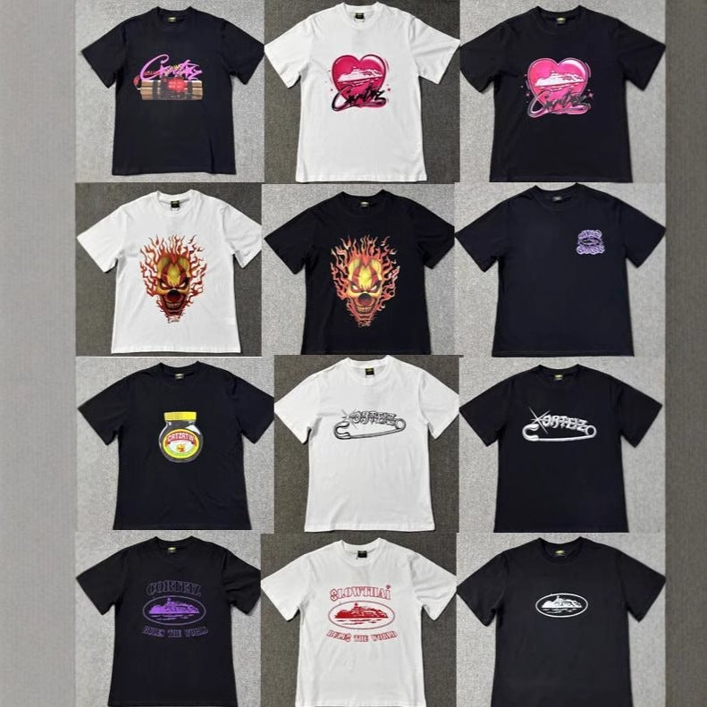 Series T-Shirts With Short Sleeves, Letter Logo Print, Unisex Double Yarn, Fashionable Casual Short Sleeves, Trendy - Image 2