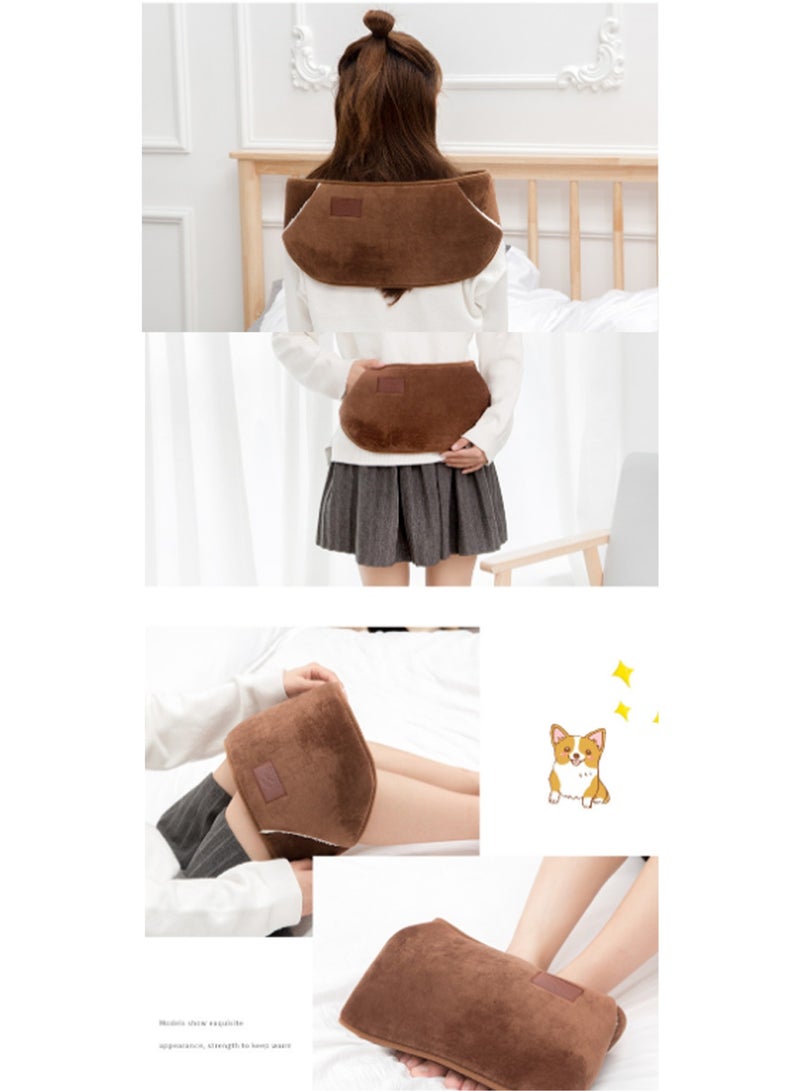 Brown Clean Belt Hot Water Bottle, Rubber Warm Water Bag With Soft Waist Cover For Keeping Warm On Neck And Shoulders, Back, Hands, Legs, Waist  - Image 4
