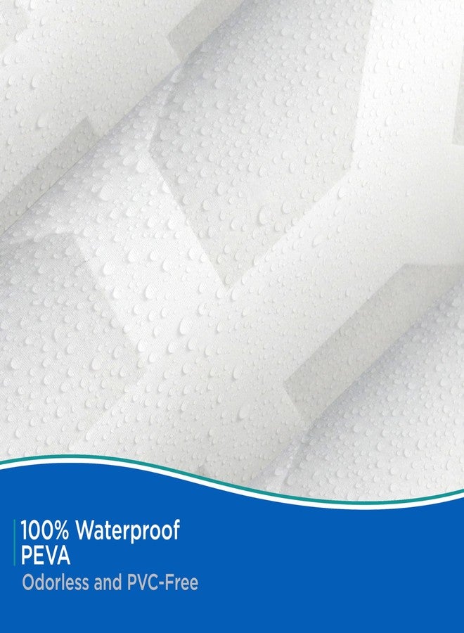Kenney KN61267 Medium Weight 5 Gauge Decorative Printed Waterproof PEVA Shower Curtain Liner with Durable Eyelet Hang Holes for Bathroom, 70" W x 72" H, Geometric White Frost Pattern - Image 4