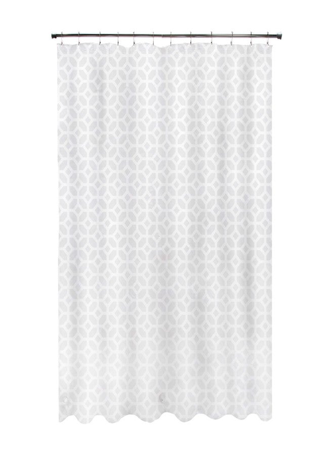 Kenney KN61267 Medium Weight 5 Gauge Decorative Printed Waterproof PEVA Shower Curtain Liner with Durable Eyelet Hang Holes for Bathroom, 70" W x 72" H, Geometric White Frost Pattern - Image 1